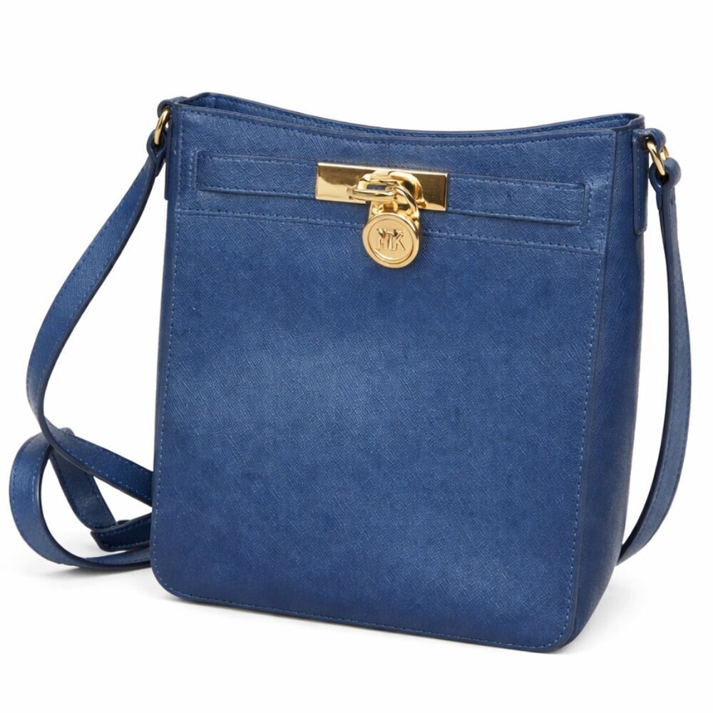 Michael Kors Hamilton Travelers Navy Cross Body Messenger Matching Wallet - Picture 4 of 12